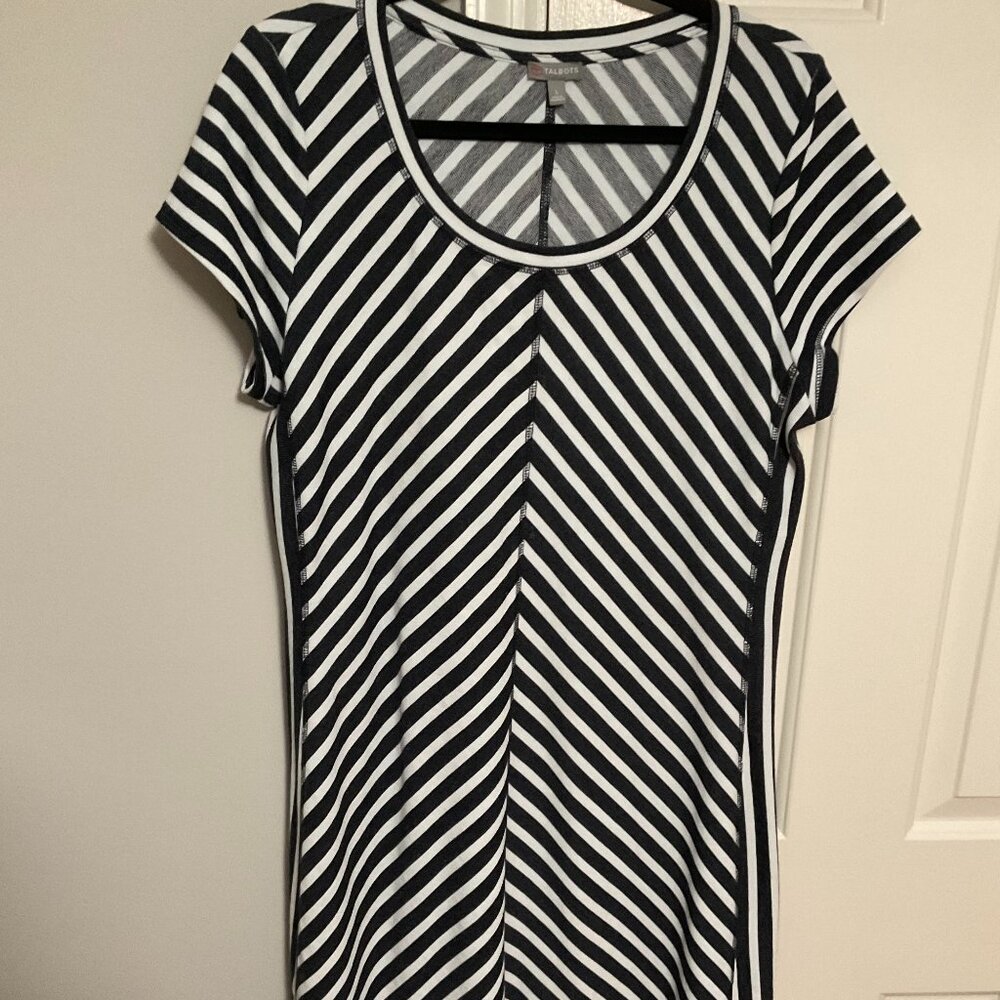 Talbots Navy Striped Shift Dress